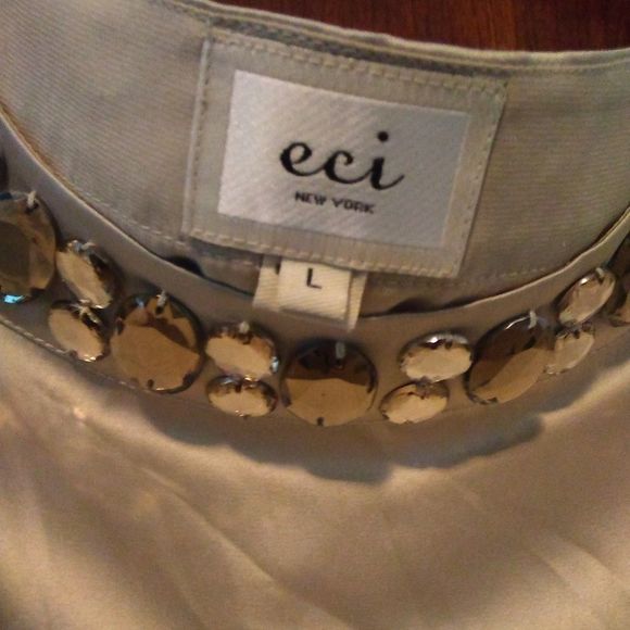 ECI NY Shirt Womens Silvery Gray Blouse Beaded Size Large - Picture 5 of 7